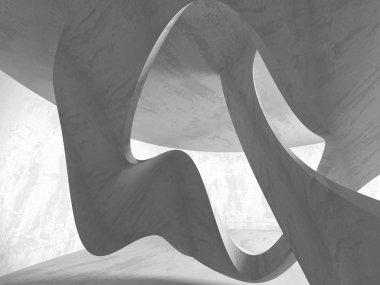 Karanlık beton boş oda. Modern mimari tasarım. Kentsel dokulu arka plan. 3D render illüstrasyon