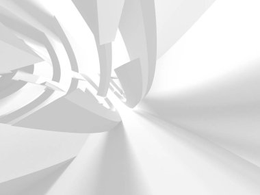 Fütüristik beyaz mimari tasarım arka plan. 3D render illüstrasyon