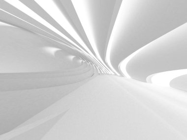 Fütüristik beyaz mimari tasarım arka plan. 3D render illüstrasyon