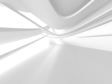 Soyut modern beyaz mimari arka planı. 3d resimleme