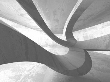 Karanlık Bodrum boş odası iç. Beton duvarlar. Mimari arka plan. 3D render illüstrasyon