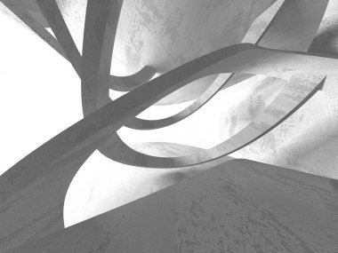 Karanlık Bodrum boş odası iç. Beton duvarlar. Mimari arka plan. 3D render illüstrasyon