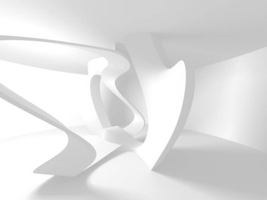 Beyaz Mimarlık inşaat Modern iç arka plan. 3D render illüstrasyon