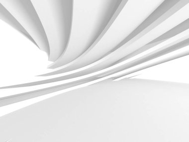 Fütüristik beyaz mimari tasarım arka plan. 3D render illüstrasyon