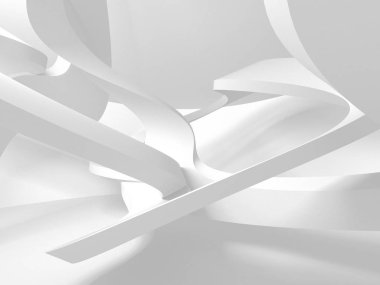 Fütüristik beyaz mimari tasarım arka plan. 3D render illüstrasyon