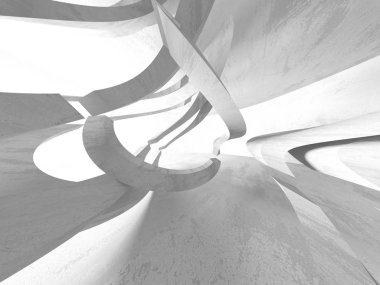 Karanlık Bodrum boş odası iç. Beton duvarlar. Mimari arka plan. 3D render illüstrasyon