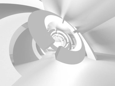 Fütüristik beyaz mimari tasarım arka plan. 3D render illüstrasyon