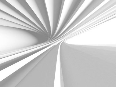 Fütüristik beyaz mimari tasarım arka plan. 3D render illüstrasyon