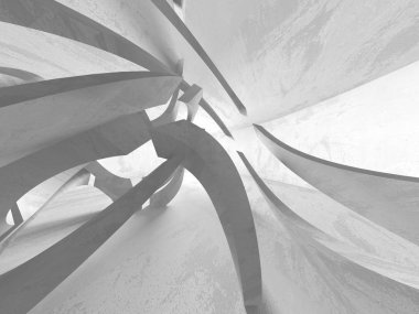 Karanlık Bodrum boş odası iç. Beton duvarlar. Mimari arka plan. 3D render illüstrasyon