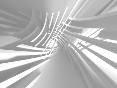 Fütüristik beyaz mimari tasarım arka plan. 3D render illüstrasyon