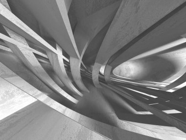 Karanlık Bodrum boş odası iç. Beton duvarlar. Mimari arka plan. 3D render illüstrasyon