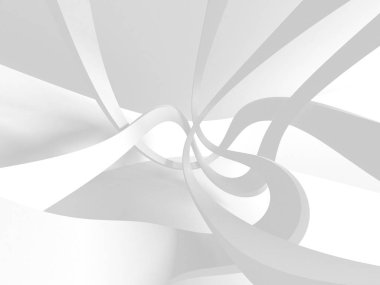 Fütüristik beyaz mimari tasarım arka plan. 3D render illüstrasyon