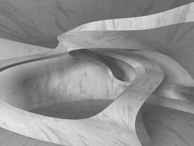 Karanlık Bodrum boş odası iç. Beton duvarlar. Mimari arka plan. 3D render illüstrasyon