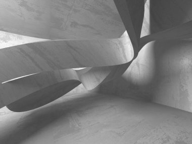 Karanlık Bodrum boş odası iç. Beton duvarlar. Mimari arka plan. 3D render illüstrasyon