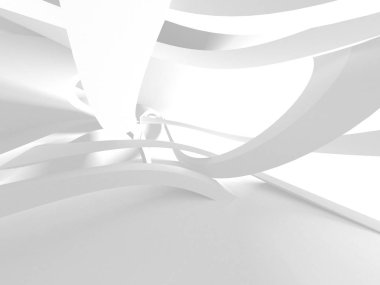 Fütüristik beyaz mimari tasarım arka plan. 3D render illüstrasyon