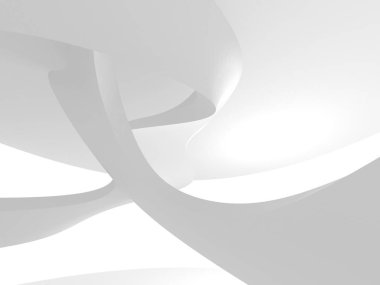 Fütüristik beyaz mimari tasarım arka plan. 3D render illüstrasyon