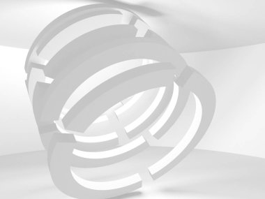 Beyaz Mimarlık inşaat Modern iç arka plan. 3D render illüstrasyon