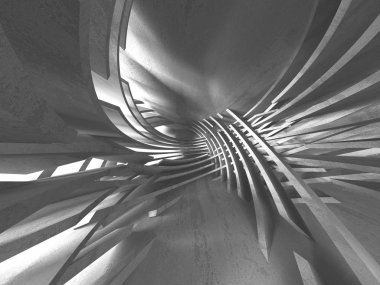 Geometrik beton mimari arka plan. 3D render illüstrasyon