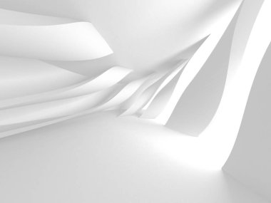 Beyaz Mimarlık inşaat Modern iç arka plan. 3D render illüstrasyon