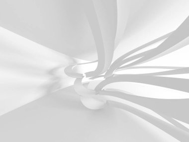 Beyaz Mimarlık inşaat Modern iç arka plan. 3D render illüstrasyon