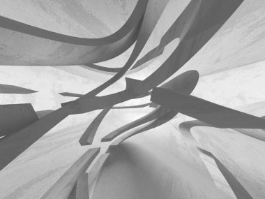 Geometrik beton mimari arka plan. 3D render illüstrasyon