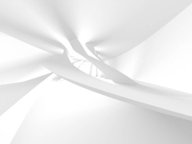 Beyaz Mimarlık inşaat Modern iç arka plan. 3D render illüstrasyon