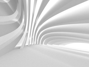 Beyaz Mimarlık inşaat Modern iç arka plan. 3D render illüstrasyon