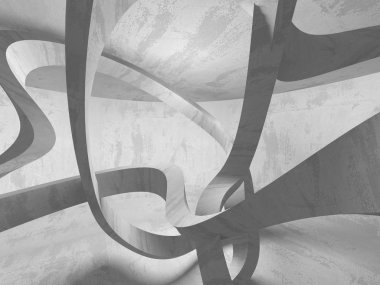 Geometrik beton mimari arka plan. 3D render illüstrasyon