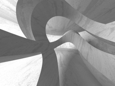 Geometrik beton mimari arka plan. 3D render illüstrasyon