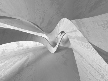 Geometrik beton mimari arka plan. 3D render illüstrasyon