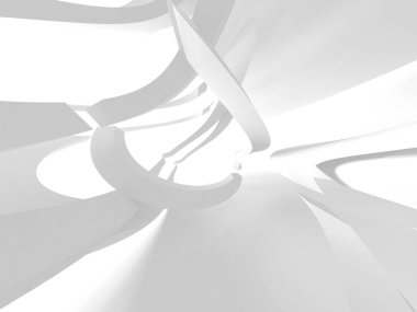 Beyaz Mimarlık inşaat Modern iç arka plan. 3D render illüstrasyon