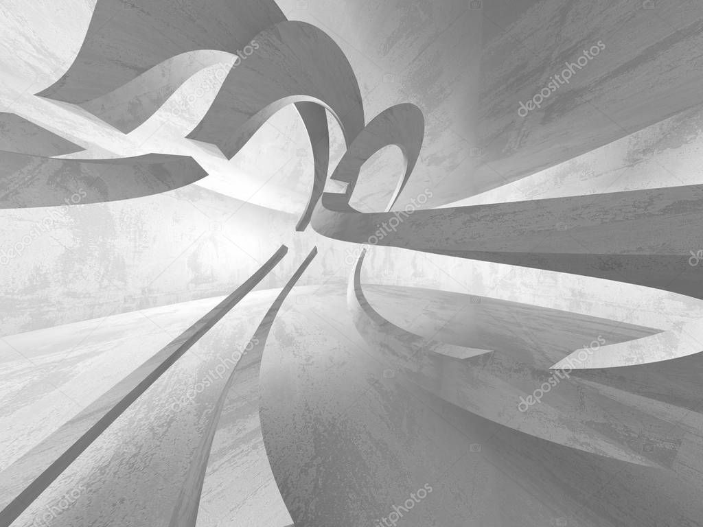 Concrete architecture background. Abstract empty dark room. 3d render illustration