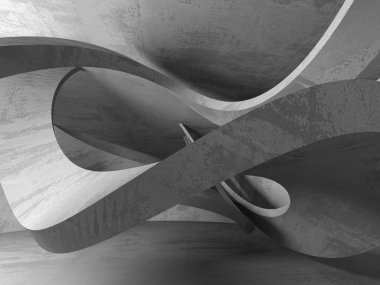 Geometrik beton mimari arka plan. 3D render illüstrasyon