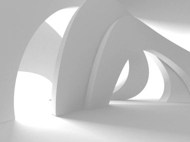 Soyut modern beyaz mimari arka planı. 3d resimleme