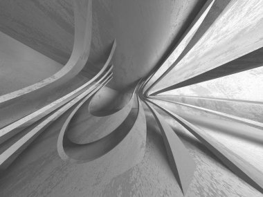 Karanlık beton boş oda. Modern mimari tasarım. Kentsel dokulu arka plan. 3D render illüstrasyon