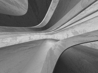 Geometrik beton mimari arka plan. 3D render illüstrasyon