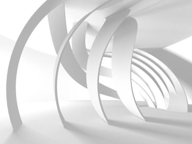 Soyut modern beyaz mimari arka planı. 3d resimleme