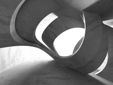 Karanlık beton boş oda. Modern mimari tasarım. Kentsel dokulu arka plan. 3D render illüstrasyon