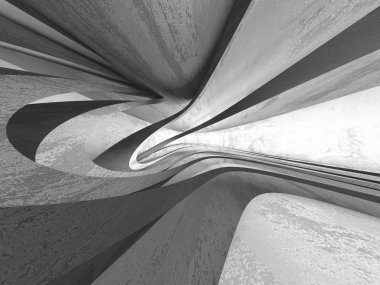 Karanlık beton boş oda. Modern mimari tasarım. Kentsel dokulu arka plan. 3D render illüstrasyon