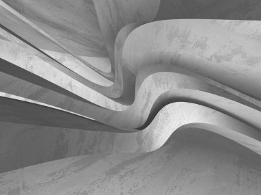 Karanlık beton boş oda. Modern mimari tasarım. Kentsel dokulu arka plan. 3D render illüstrasyon