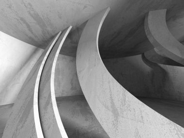 Karanlık Bodrum boş odası iç. Beton duvarlar. Mimari arka plan. 3D render illüstrasyon