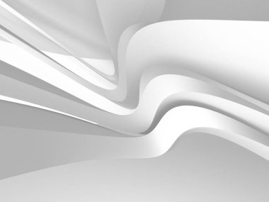 Fütüristik beyaz mimari tasarım arka plan. 3D render illüstrasyon