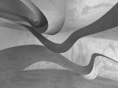 Geometrik beton mimari arka plan. 3D render illüstrasyon