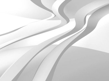 Fütüristik beyaz mimari tasarım arka plan. 3D render illüstrasyon