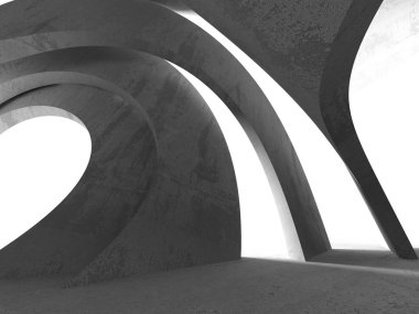 Geometrik beton mimari arka plan. 3D render illüstrasyon