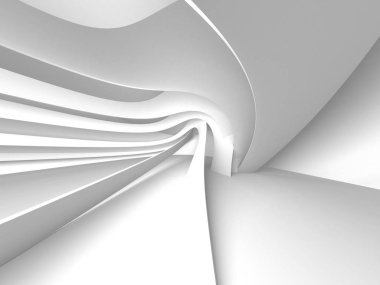 Beyaz Mimarlık inşaat Modern iç arka plan. 3D render illüstrasyon