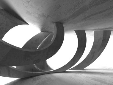 Geometrik beton mimari arka plan. 3D render illüstrasyon