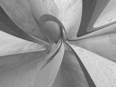 Geometrik beton mimari arka plan. 3D render illüstrasyon