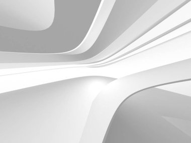 Fütüristik beyaz mimari tasarım arka plan. 3D render illüstrasyon