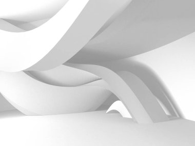 Beyaz Mimarlık inşaat Modern iç arka plan. 3D render illüstrasyon